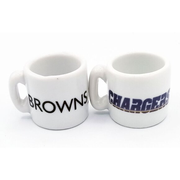 Miniature NFL Mugs Team Helmet Collectible Pair Browns Chargers Vintage 1.25 In - Picture 10 of 16